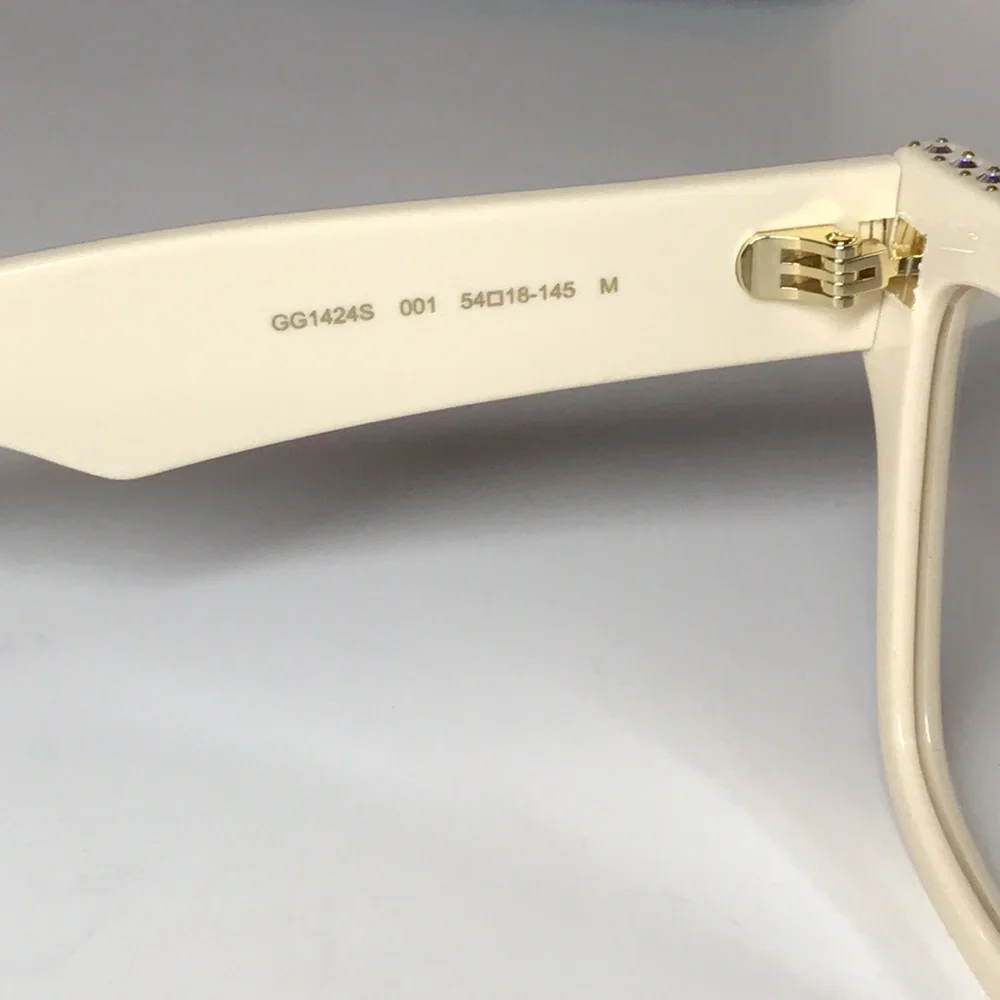 Gucci GG1424s Cream Crystal-Embellished Women's Glasses